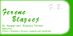 ferenc blazsej business card